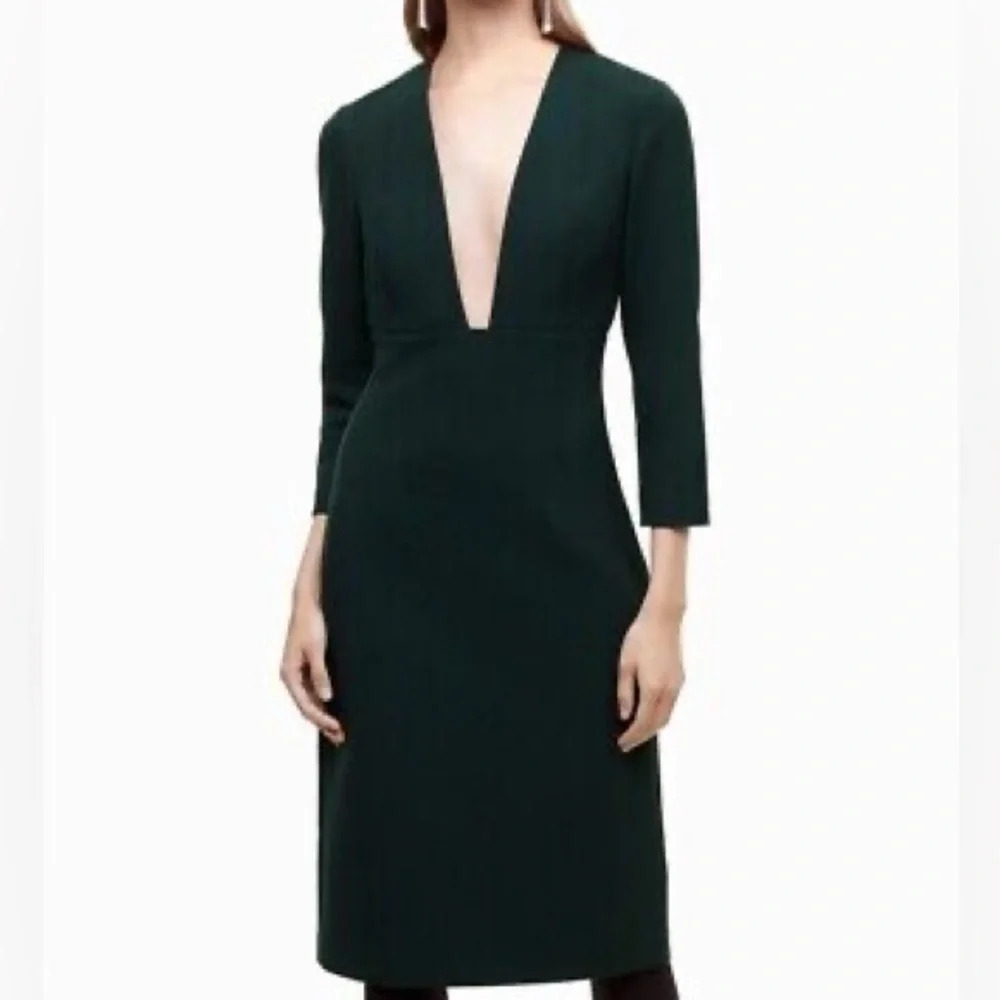 Babaton by Aritzia Masu Deep Plunge V-Neck Classic Black Midi Dress
